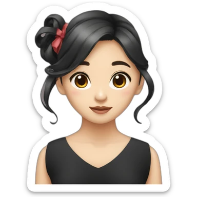 cinnamonroll asian girl with black slip dress with ribbons in hair sticker