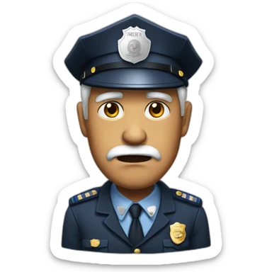 old real person with police cap a bit angry sticker