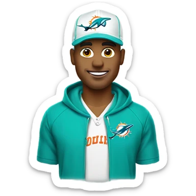 make a tall, dirty blonde, gay man, with a miami dolphins hat on sticker