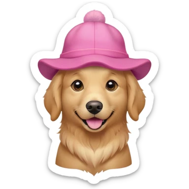A golden retriever with a pink hat on his head  sticker