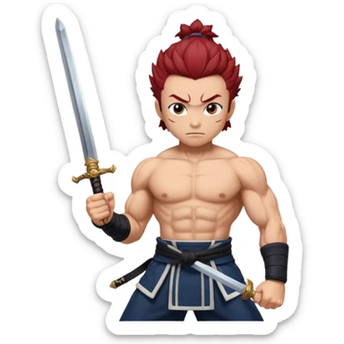 tangiro holding sword and a powerfull pose of standing sticker