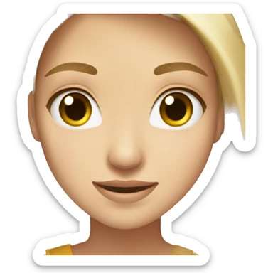 Women Blonde teenager with light skin and brown eyes, long blonde hair, sleeveless shirt, smiling sticker