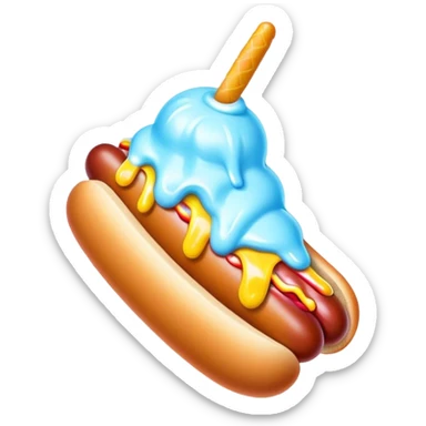 Melting neon ice cream hot dog  sticker