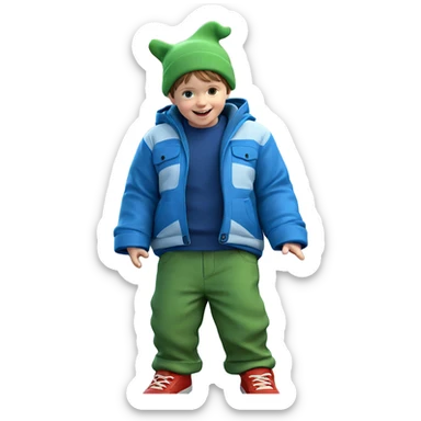 happy boy with car sticker