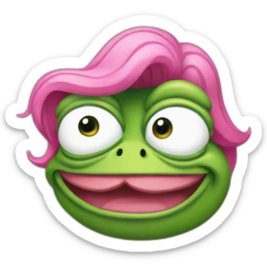pepe the frog with pink hair sticker