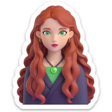 redhead with long hair and green eyes sticker