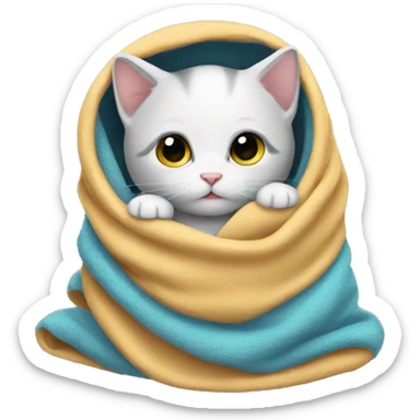 kitten in blanket  sticker