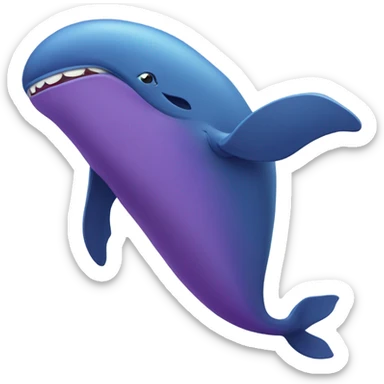 Blue whale purple, open mouth sticker