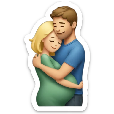 Man hugging pregnant woman sticker