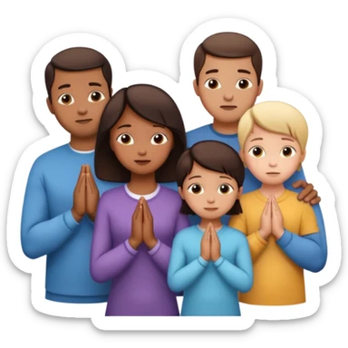 a family praying sticker