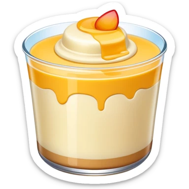 Guangdong Double Skin Milk pudding with smooth layers, simplified emoji style with bold outlines and bright colors, cartoon style famous Cantonese dessert sticker