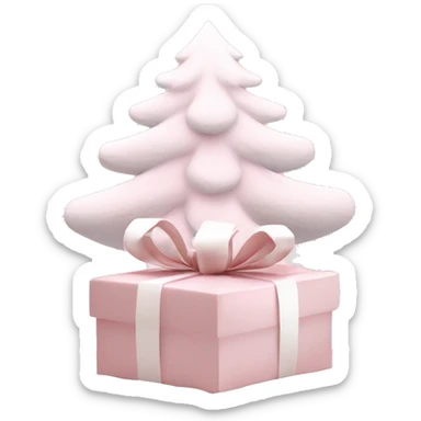 Light pink Christmas gifts under a white Christmas tree  sticker