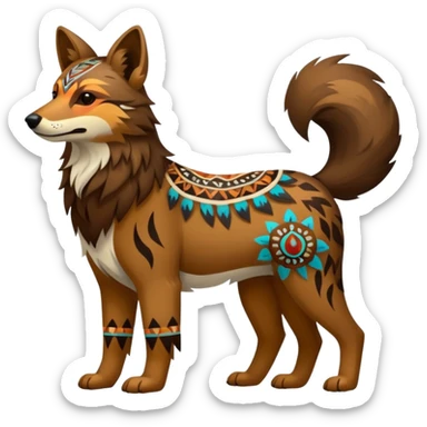 Shamanic Tribal Colorful Patterned Marked Wild Feral Natural Realistic Canine (full body) sticker