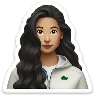 Lacoste bag latin girl with long hair with black lacoste windbreaker sticker