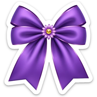 purple flower bow with glitter sticker
