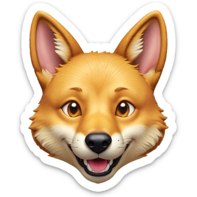 Cinematic Comical Dingo Portrait Emoji, Head tilted dramatically with an exaggeratedly amused expression, featuring a striking sandy fur with wide, expressive amber eyes full of playful disbelief, Simplified yet hilariously expressive features, highly detailed, glowing with a slightly sassy glow, high shine, dramatic yet playful, stylized with an air of cheeky outback mischief, bright and endearing, soft glowing outline, capturing the essence of a spirited and over‐the‐top dingo, so meme‐worthy it feels like it could bark its way into internet fame instantly! sticker