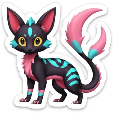 Neon pastel Salandit-Umbreon-Genet-Noivern-Noibat-Serval-Hybrid (Full body) sticker