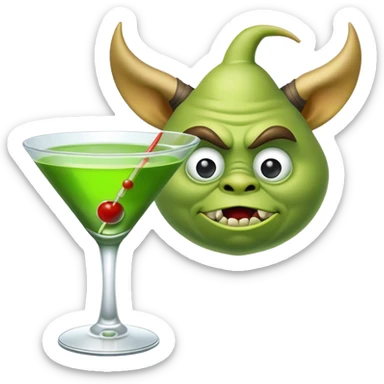 a green martini with ogre ears.  sticker
