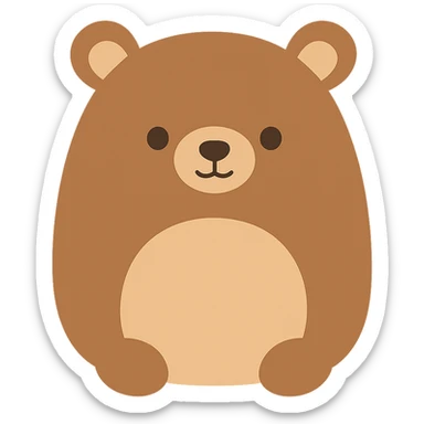 flat vector illustration of a grizzly bear squishmallow plushie sticker