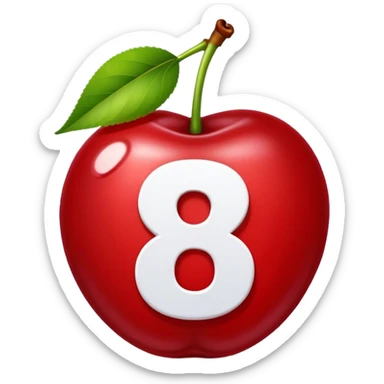 Cherries with white number 8 on the inside sticker