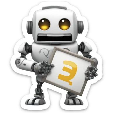 ROBO HOLDING A SIGN WRITTEN NUMBER TWO sticker