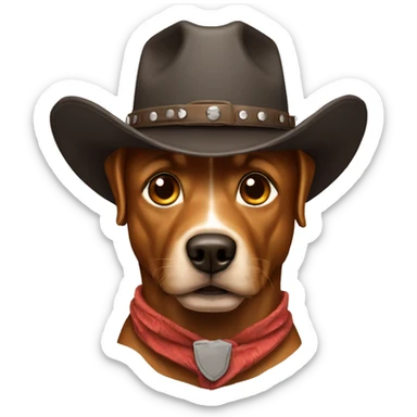 Man I'm a cowboy hat with a dog sticker
