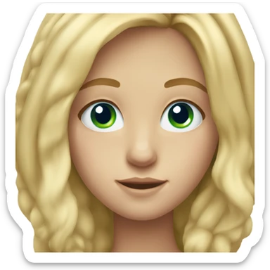 Girl with long blonde hair, freckles on her cheeks and bright blue and green eyes  sticker