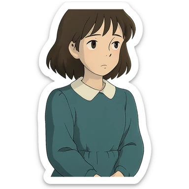 demure girl in ghibli anime style sticker