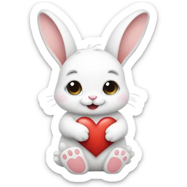 Bunny holding heart sticker