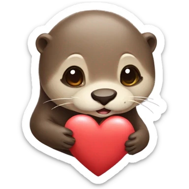 otter holding heart sticker
