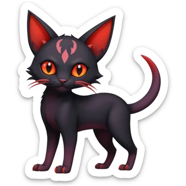 Black edgy Noibat-Purloin-Torracat-Sphynx-Lykoi-Caracal-cat-Fakemon-fusion-hybrid-creature sticker