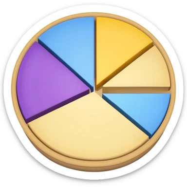 A pie chart with purple, yellow and blue colors only sticker