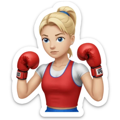 Rubia de ojos azules boxeo con pelo recogido y mostrando cuerpo sticker