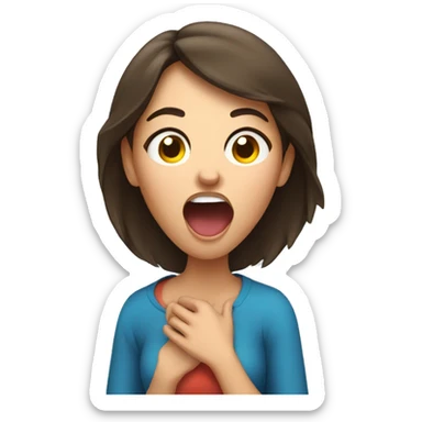 Brunette girl yawning and stretching  sticker