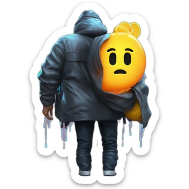 Juicy booty neon sign style man rain sticker