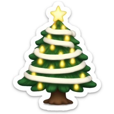 A cozy Christmas tree with white lights sticker