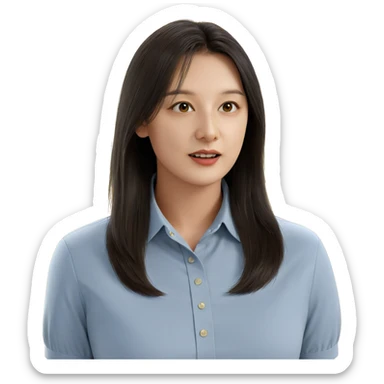 realistic girl in collared shirt sticker