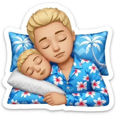 One Boy wearing blue Hawaiian shirt sleeping sticker