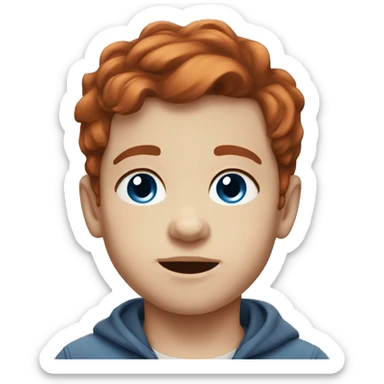 Boy toddler auburn hair blue eyes sticker