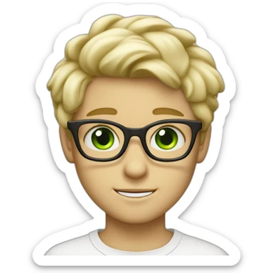 Blondie Boy with glasses and green eyes blink sticker