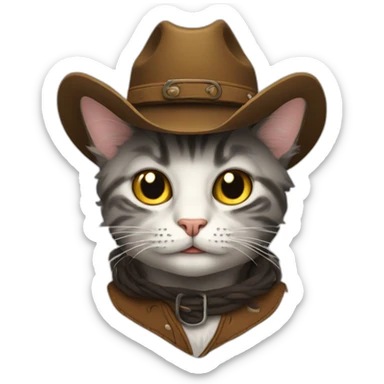 cowboy cat with alot of hair sticker
