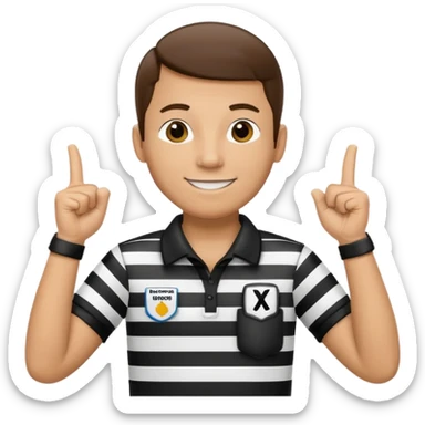 referee with raised arms crossed like an X sticker