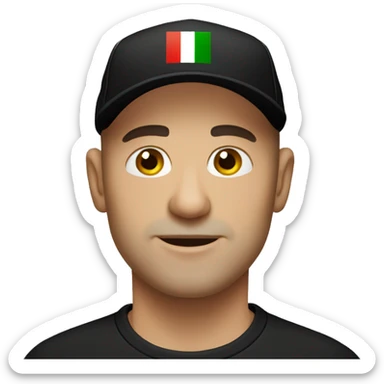 Bald Italian man with black cap and black t-shirt  sticker