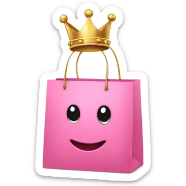 shopping bag pink with gold crown in front sticker