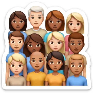 generate realistic detailed group of people 3d style sticker