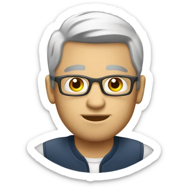 White casual team manager standing sticker