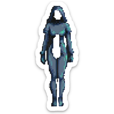 pixel art female silhouette, minimalist human shape sticker