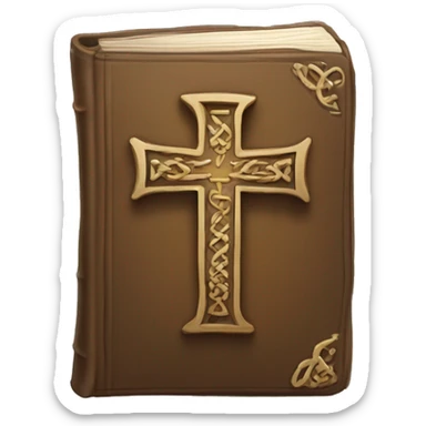 bible with a cross in the middle and 2, 3 lined curves abov sticker