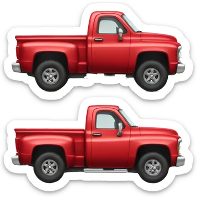 Red Chevy truck with big tires sticker
