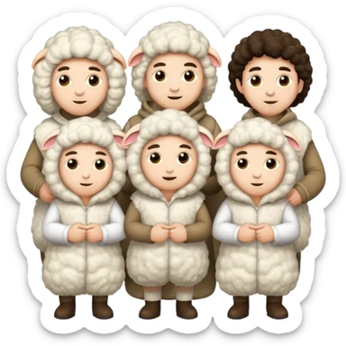 Quero 5 pessoas vestidas de ovelhas sticker